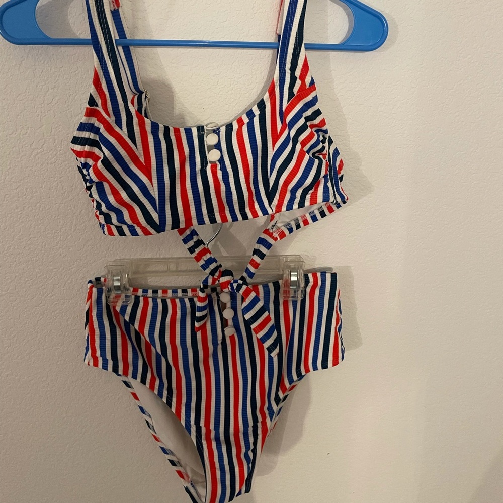 2 for 15 striped bikini top and bottom